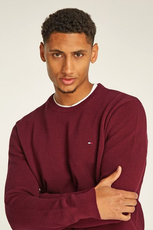 Tommy Hilfiger Structure Trui Bordeaux Red Model / Voorkant