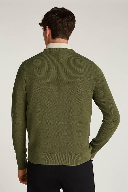 Tommy Hilfiger Sweater Essential Structure Vert Olive Model / Achterkant