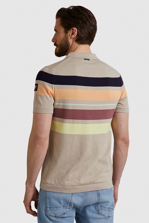 Vanguard Knitted Polo Shirt Beige Model / Achterkant