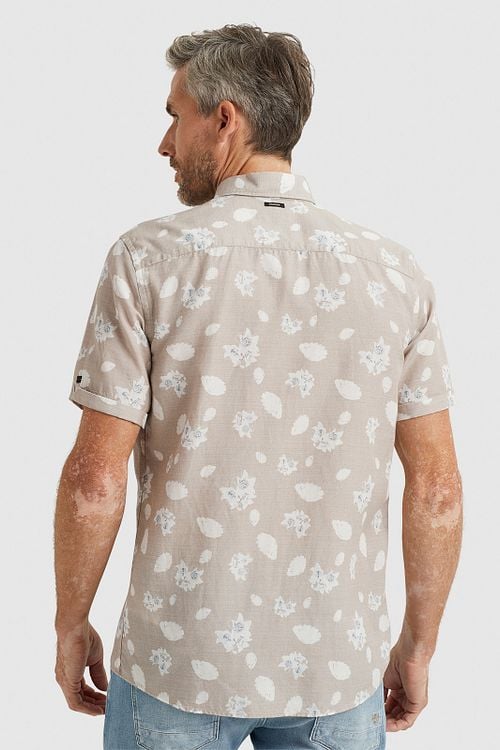 Vanguard Short Sleeve Shirt Linen Beige Model / Achterkant
