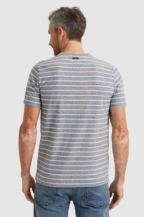 Vanguard T-Shirt Stripes Grey Blue Model / Achterkant