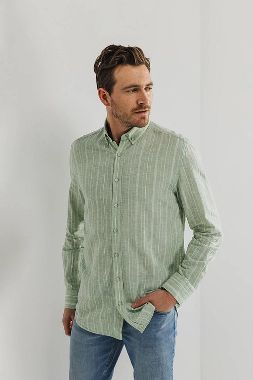 State of Art Chemise Rayure verte Model / Voorkant