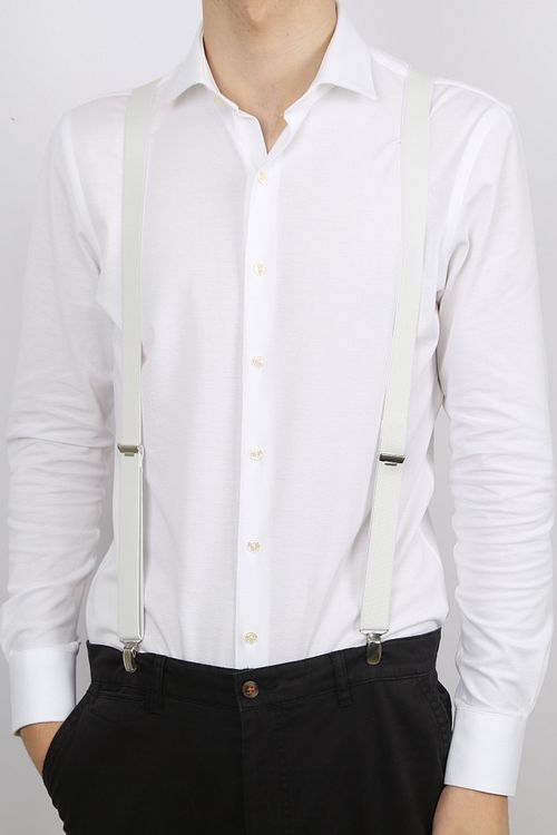Profuomo Suspenders Solid White Model / Voorkant