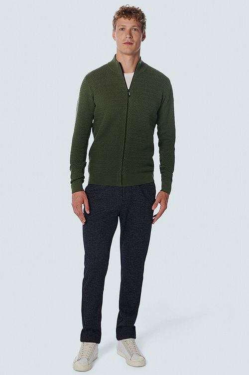 No Excess Cardigan Jacquard Dark Green Model / Voorkant
