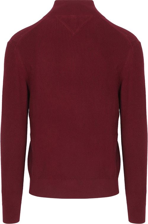 Tommy Hilfiger Half Zip Kabel Pullover Bordeaux Product / Achterkant