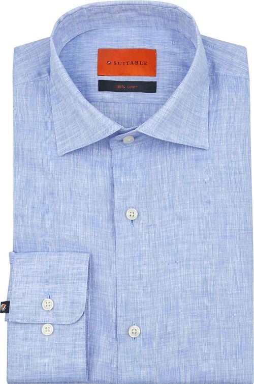 Suitable Shirt Linen Light Blue Model / Voorkant