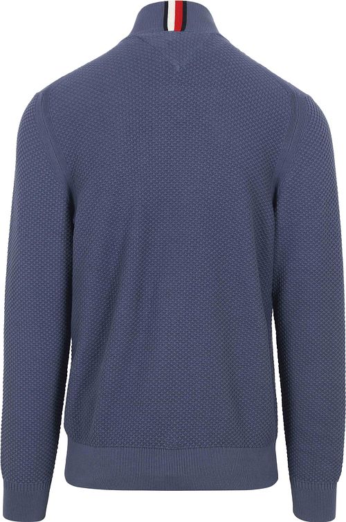 Tommy Hilfiger Half Zip Pull Structure Bleu Product / Achterkant