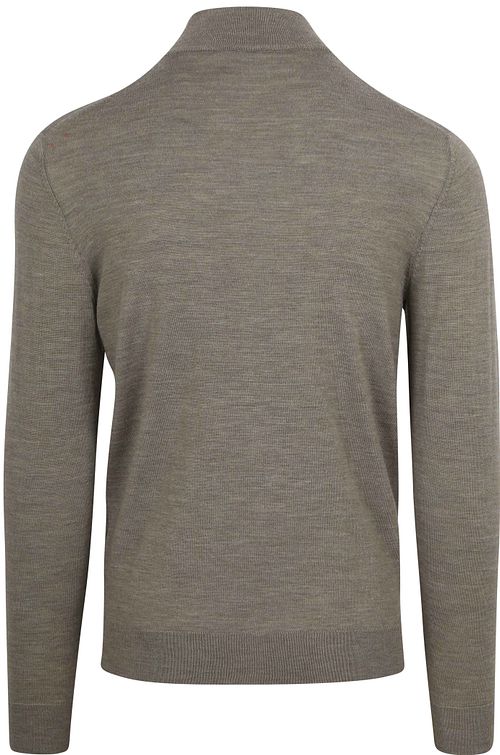 Profuomo Half Zip Pullover Merinowolle Grün Product / Achterkant