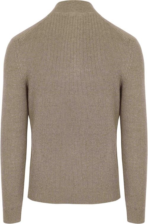 Suitable Half Zip Pullover Wool Blend Taupe Product / Achterkant