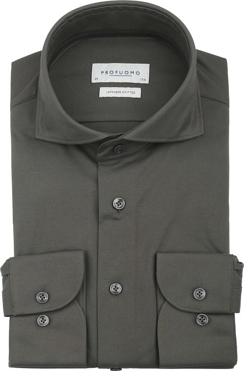 Profuomo Japanese Knitted Overhemd Donkergroen Product