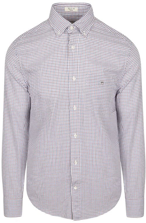 Gant Casual Overhemd Poplin Ruit Blauw Rood Product