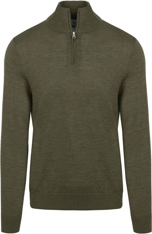 King Essentials The Michael Half Zip Pull Merino Vert Army Product
