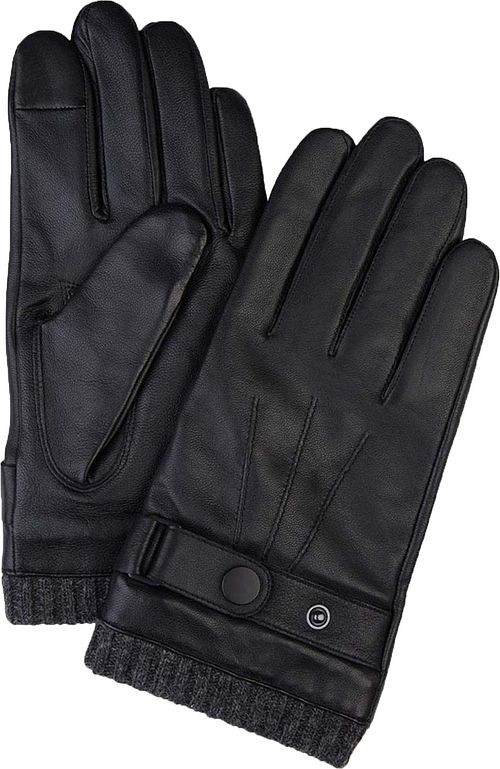 Profuomo Gloves Wool Black Leather Product