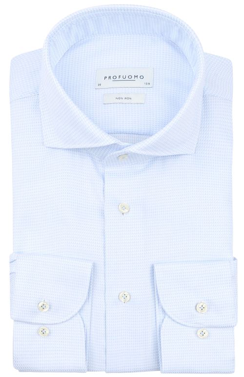 Profuomo Dobby Mouliné Hemd Print Lichtblauw Product