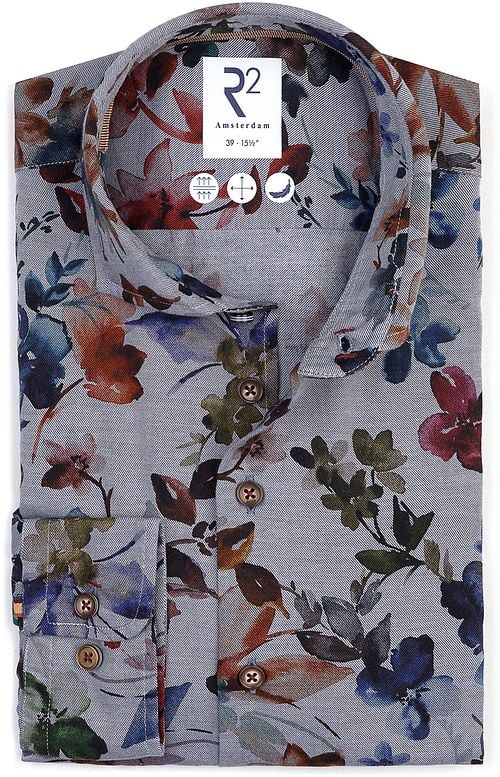 R2 Hemd Flanell Flower Druck Multicolour
