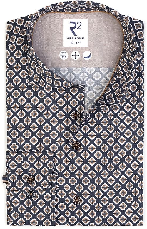R2 Shirt Camel Flower Print Navy Product