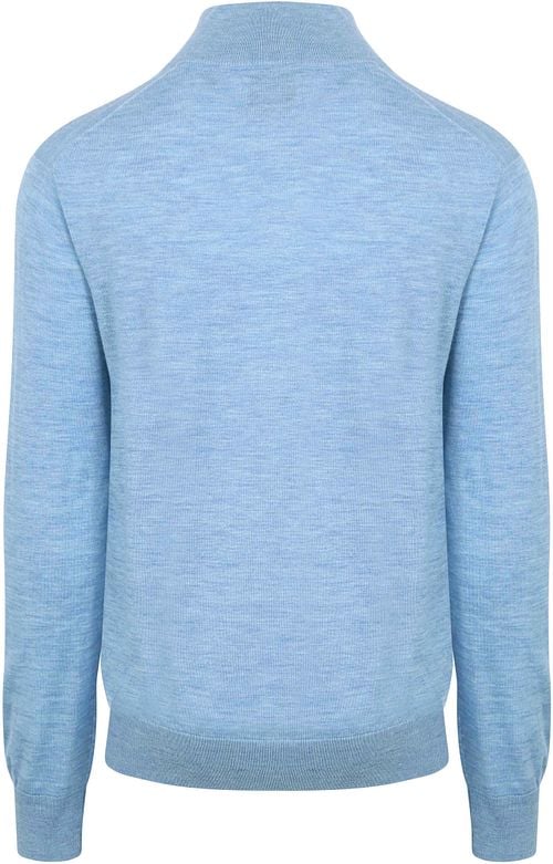 King Essentials The Michael Half Zip Pull Merino Lichtblauw Product / Achterkant