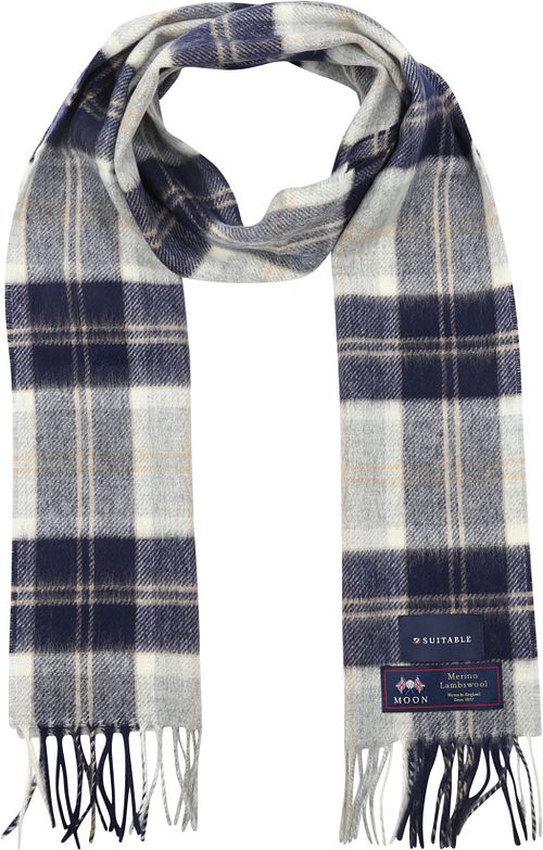 Suitable Scarf Checkered Merino Blue Grey Product