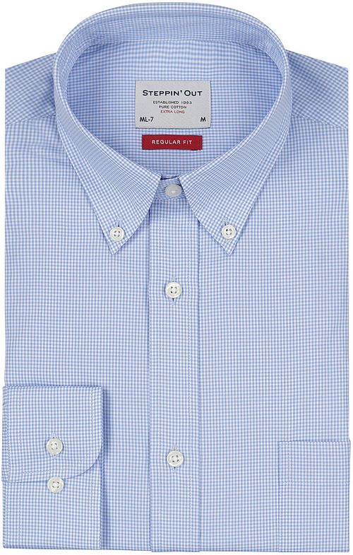 Steppin' Out Hemd Extra Long Sleeves Karos Hellblau Product