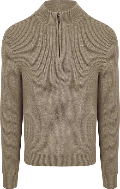Suitable Pull Demi-Zip Mix Laine Taupe Product