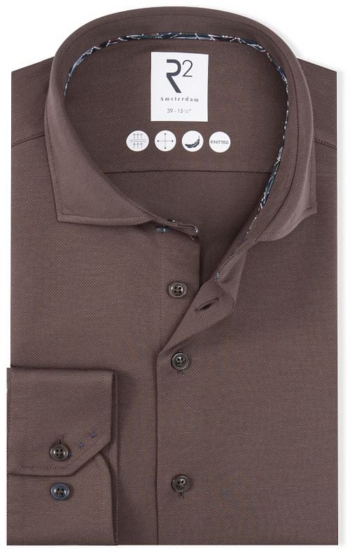 R2 Hemd Dobby Travel Shirt Braun