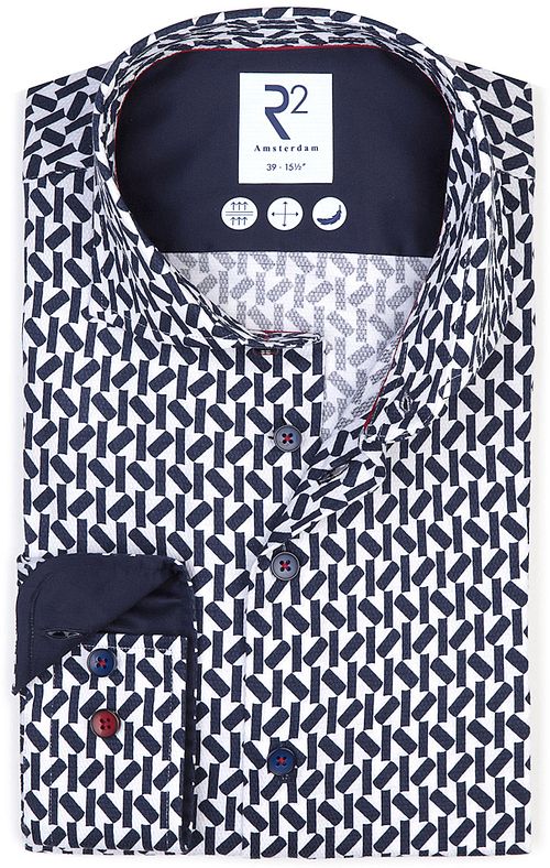 R2 Overhemd Print Navy Product
