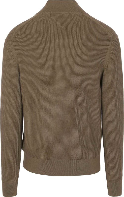 Tommy Hilfiger Half Zip Kabelpullover Olivgrün Product / Achterkant