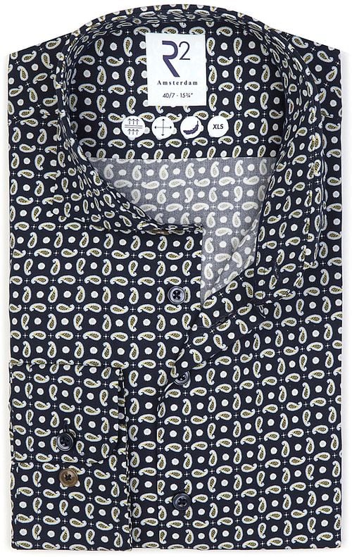 R2 Overhemd Extra Lange Mouwen Paisley Navy Product
