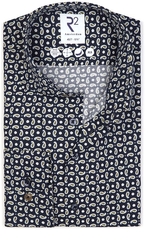 R2 Shirt Extra Long Sleeves Paisley Navy Product