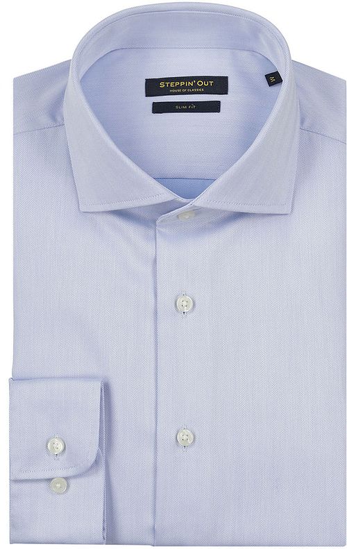 Steppin' Out Overhemd Slim-Fit Herringbone Lichtblauw Product