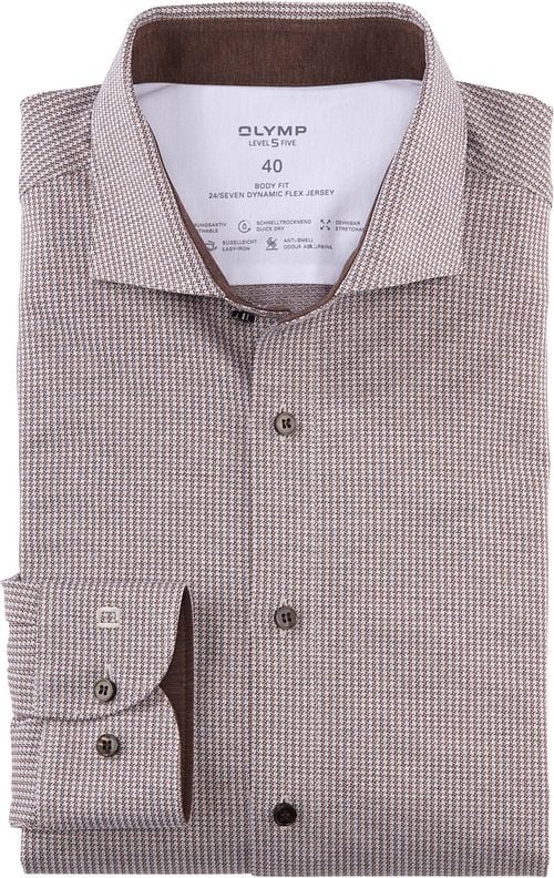 OLYMP Shirt Level 5 24/Seven Pied de Poule Brown Product