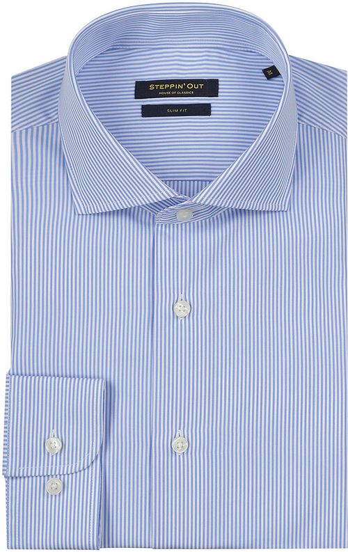 Steppin' Out Overhemd Slim-Fit Streep Lichtblauw Product