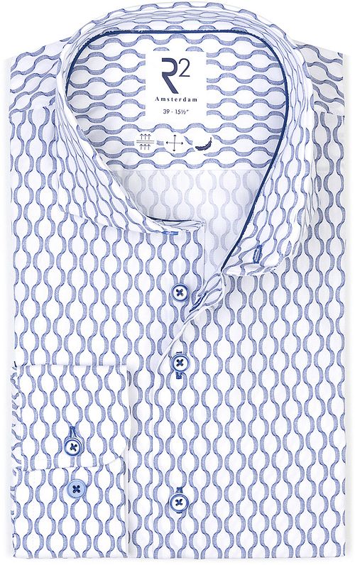 R2 Poplin Chemise Impression Bleu Product
