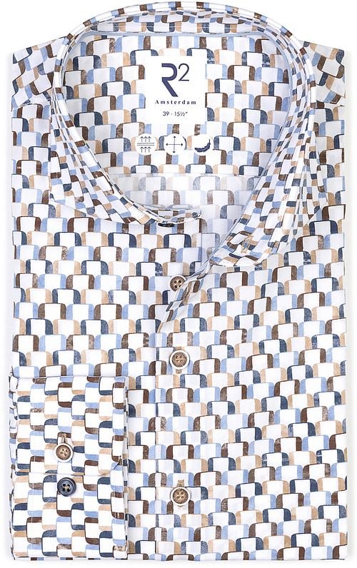 R2 Poplin Extra Long Sleeves Hemd Druck Multicolor Product