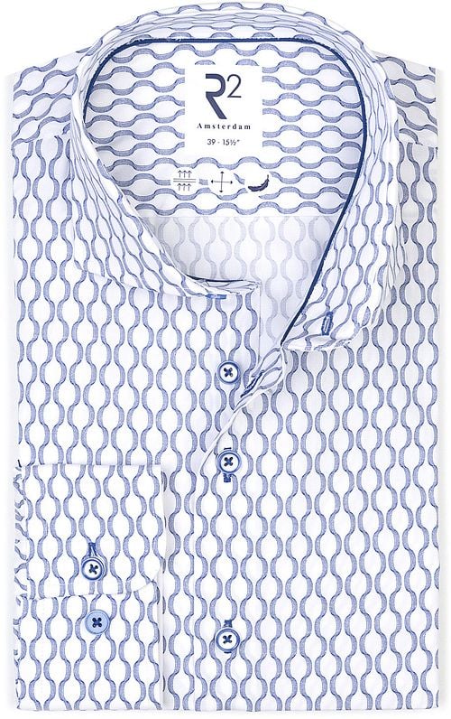 R2 Poplin Shirt Print Blue Product