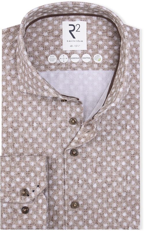 R2 Hemd Sorona Flower Druck Beige