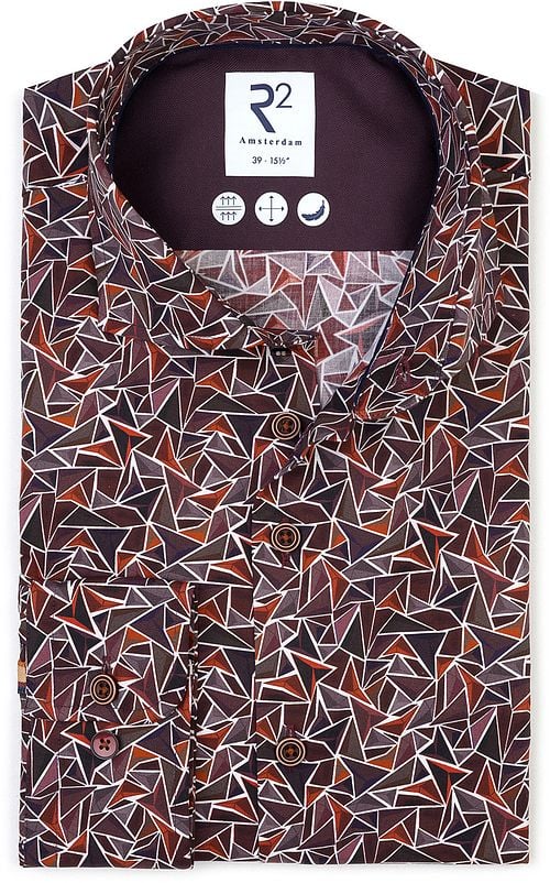 R2 Shirt Poplin Triangle Print Bordeaux Product