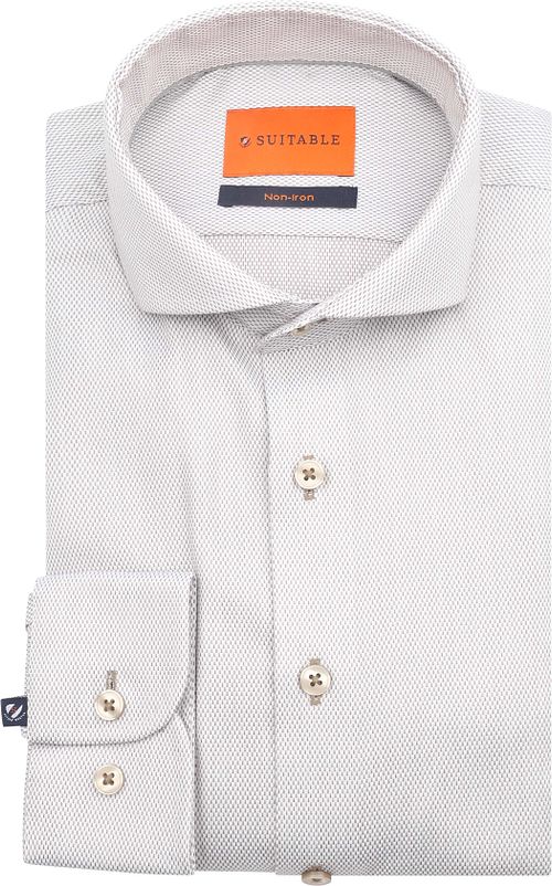 Suitable Shirt Jacquard Luxe Beige