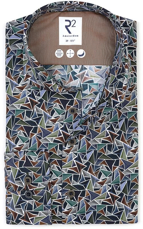 R2 Shirt Poplin Triangle Print Green Product