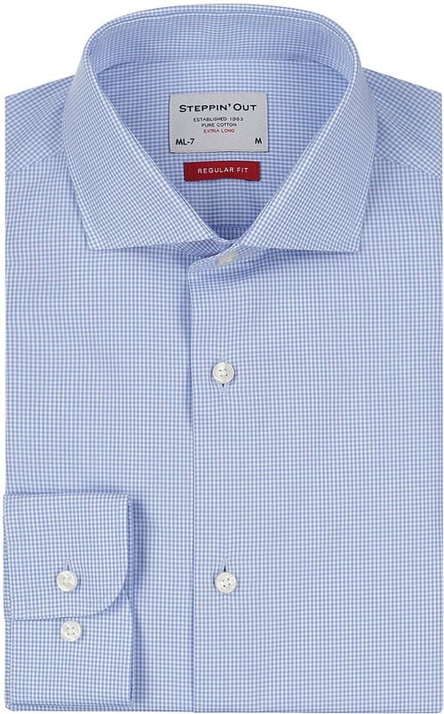 Steppin' Out Overhemd Extra Lange Mouw Ruit Blauw Product