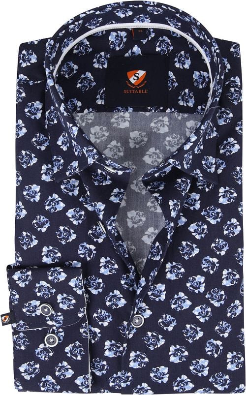 Suitable Overhemd Bloemen Donkerblauw Product
