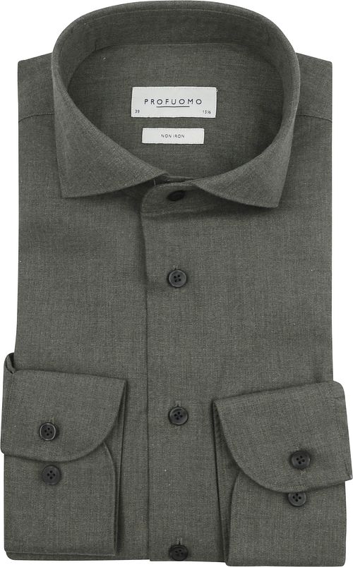 Profuomo Hemd Peached Twill Flanel Groen Product