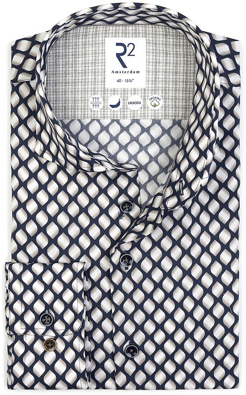 R2 Hemd Lyocell Print Navy Product