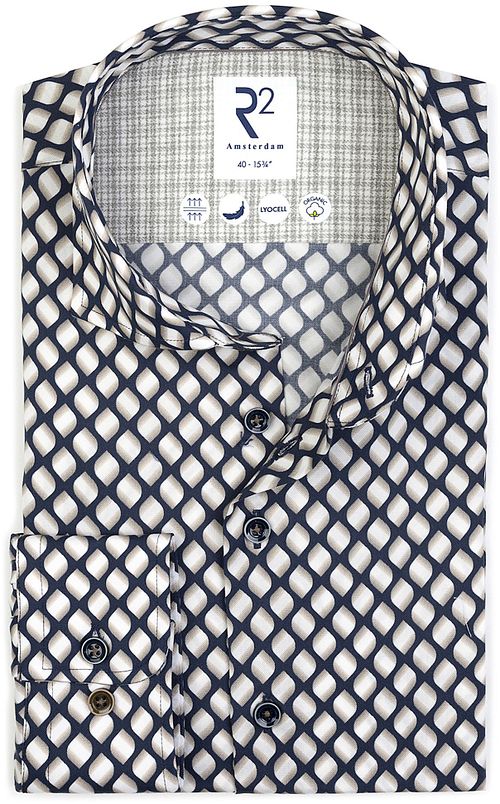 R2 Shirt Lyocell Print Navy Product