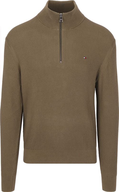 Tommy Hilfiger Half Zip Kabel Pullover Olijfgroen Product