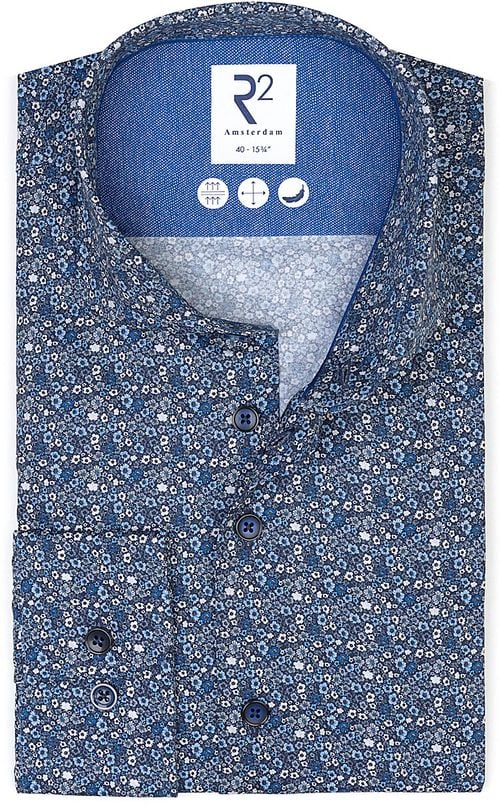 R2 Overhemd Bloemen Blauw Product