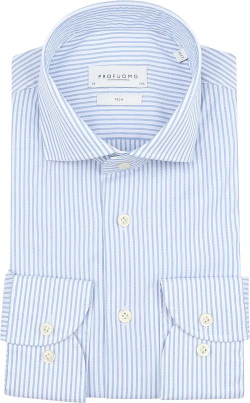 Profuomo Hemd Extra Lange Ärmel Travel Streifen Hellblau Product