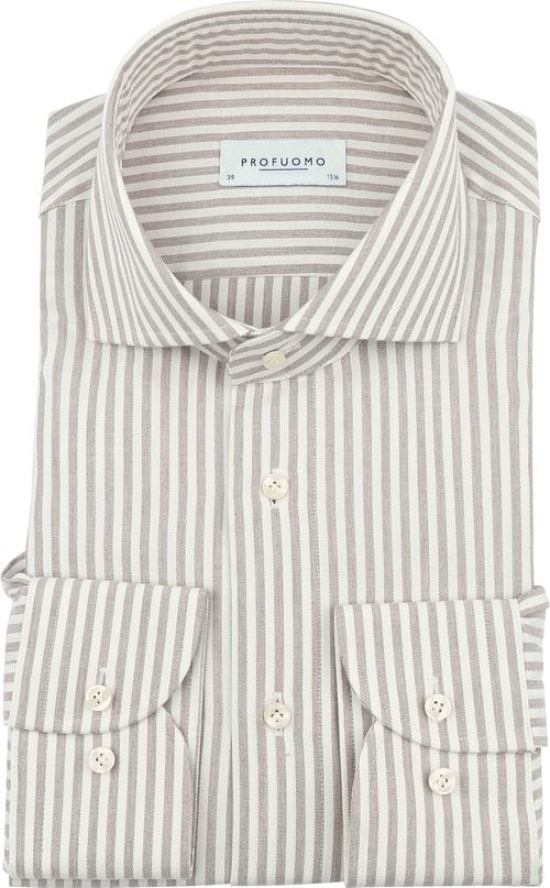 Profuomo Hemd Streifen Cutaway Beige Product