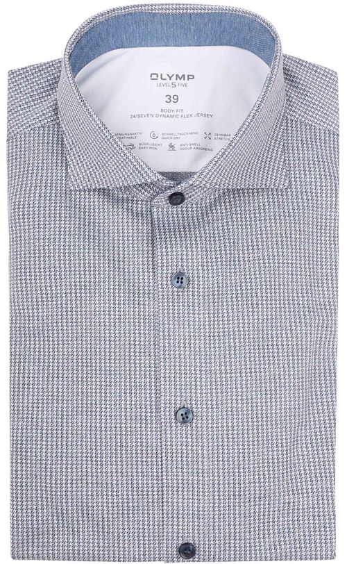 OLYMP Chemise Level 5 24/Seven Bleu Pied de Poule Product