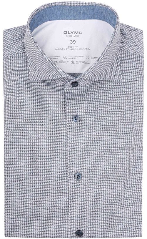 OLYMP Hemd Level 5 24/Seven Pied de Poule Blauw Product
